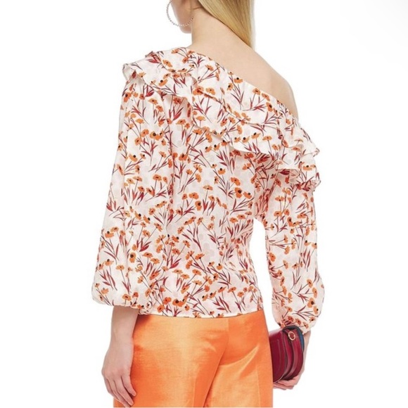 NEW MAJE CREAM FLORAL PRINT ONE-SHOULDER TOP - Picture 5 of 8